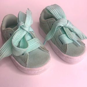 PUMA LIGHT GREEN SUEDE INFANT SNEAKERS 5C